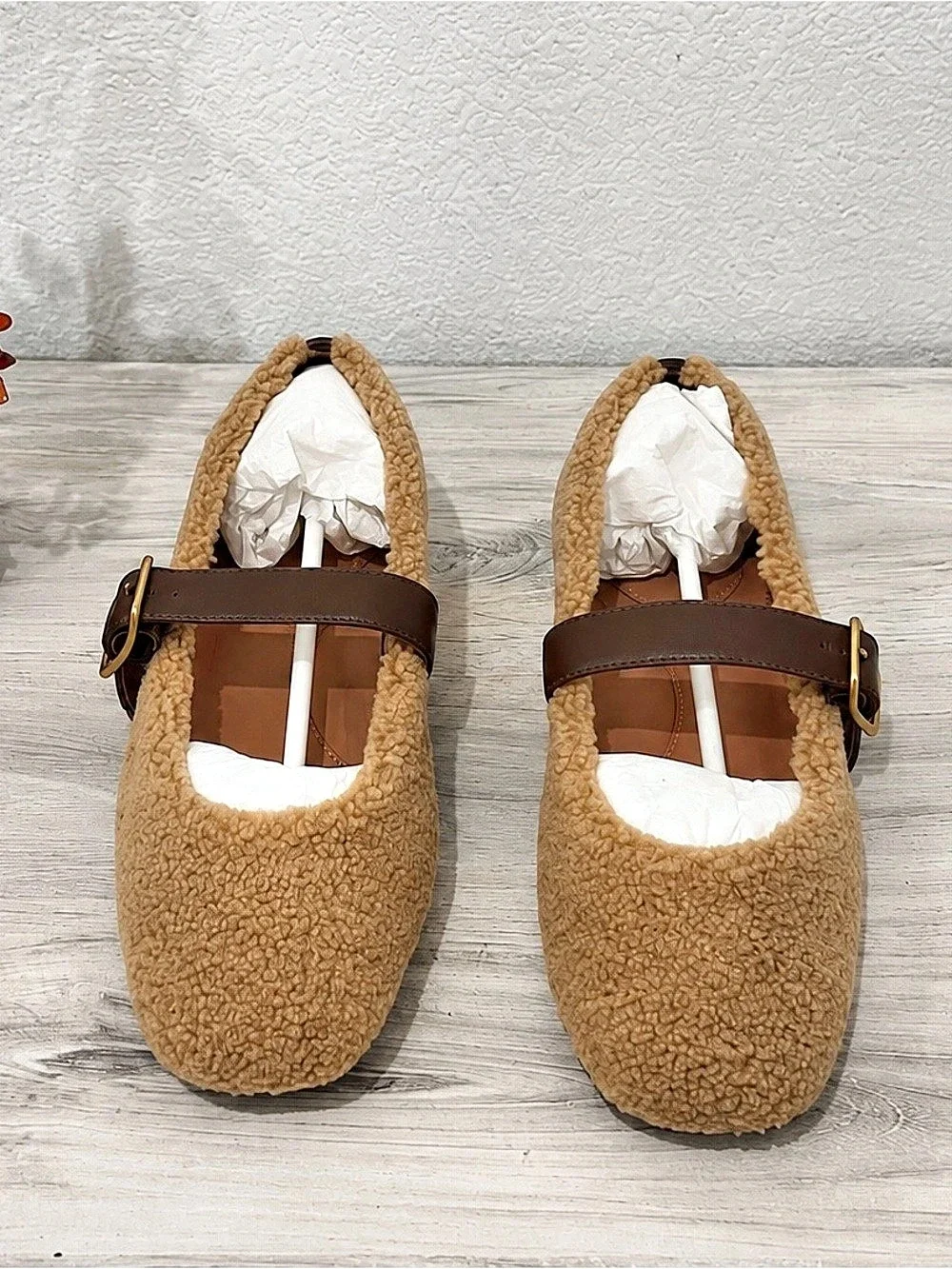 Paolo Mika-L Teddy Mary Jane Flats Brown & Tan EU 9.5 NWT